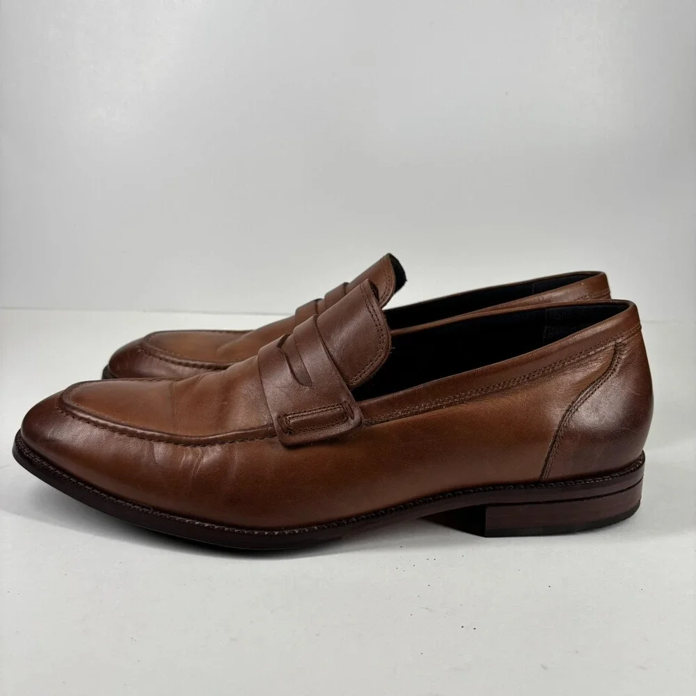 Cole‎ Haan Warner Grand Men's US 12M British Tan Leather Penny Loafers C29038